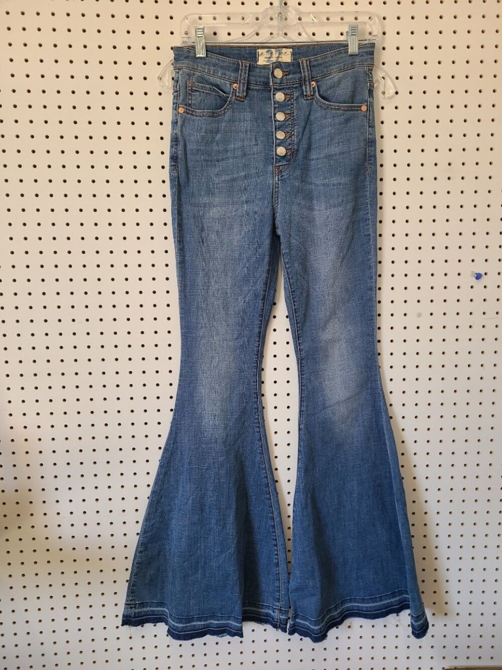 We The Free Womens High-Rise Button Fly Flare Jeans Size 27 Medium Wash Denim Re